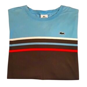 🐊Lacoste Sport Shortsleeve Stripe Roundneck Shirt. Men's Size: X-Large.